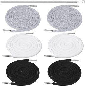 6 Pcs Drawstring Replacement, Universal Drawstring for Sweatpants 55.9 Inch Drawstrings Cord with Spring Threader Tool for Shorts Pants Jackets Coats Hoodies
