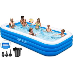 Extra Large Inflatable Pool with Seat, 130" x72 x22 Thickened Swimming Pools for Adults with Pump, Full Size Family Blow Up Pool for Backyard Garden Outdoor