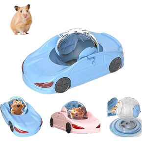 Hamster Exercise Ball Sports Car,Hamster Car with Detachable Transparent Ball,Funny Exercise Wheel for Hamsters,3 Modes Available,Suitable for Dwarf Small Pet - Safe, Breathable and Cute (Blue, 5.7")