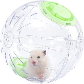 7.9 Inch Hamster Ball, Running Ball Toy, Transparent, Breathable, Promote Exercise Health, Reduce Stress, Easy to Clean, Hamster Accessory, for Syrian Dwarf Hamster, Gerbils, Mice, Small Pets, Green