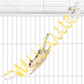 Sugar Glider Toys, Elastic Sugar Glider Climbing Ropes, Hanging Sugar Cage Accessories, Rat Enrichment Climbing Toys, Soft Touch Small Pet Swing Toy (3pcs Green & Blue & Yellow)