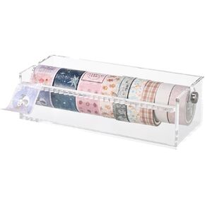 Rainmae Acrylic Washi Tape Dispenser Washi Tape Organizer Sticker Roll Cutter Masking Tape Storage Dispenser,Tape Cutter,Tape Roll Holder for Office Home School (Not Include Tape)