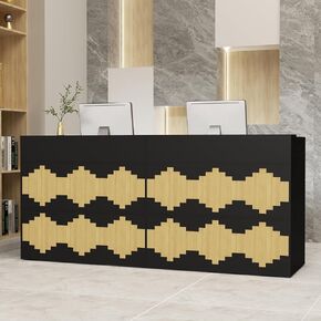 86.6 inches Reception Desk with Counter Modern Front Table Checkout Counter Table Retail Counter for Reception Room,Salon,Office,Store,Shop,Clinic,Lobbies,Retail,Home,Black