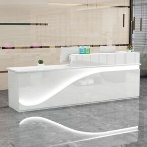 Reception Desk, Front Counter Desk with Lockable Drawer,Modern Retail Counter for Checkout,Computer Workstation for Clothing Store,Beauty Salon and so on 23.62" Dx62.99 Wx39.37 H B-R