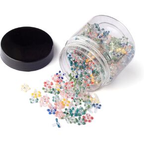 100 PCS Daisy Flower Glass Beads with Storage Jar| Thicker and Consistent Size Daisies | Premium Assorted and Vibrant Colour Daisies.