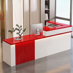 L-Shaped Reception Counter Desk, Reception Desk with Drawers and Transaction Counter, Modern Retail Checkout for Office, SOHO, Shop, Salon - Easy to Put Together and Quick