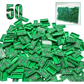 150PCS 1x2 Tile 100 Dollar Bill Bank Cash Minifigure, Green Money Tile Accessories for Building, Compatible with Lego Creative Building (150 PCS)