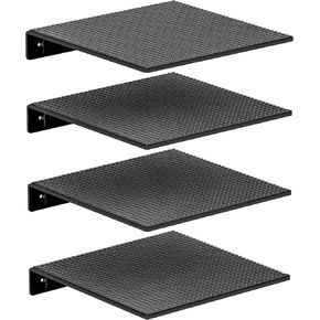 GALVANOX Display Shelves for Toy Building Bricks, Wall Mounted Shelf with 10" Inch Removable Baseplate, Black (4 Pack)