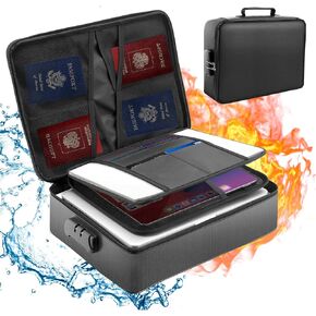 Fireproof Waterproof Document Bag with Lock - Mondoshop Portable Waterproof Document Organizer for Important File - Fire Proof Travel Storage Case with Zipper for Laptop, Passport, Certificates, Cards