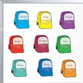 Really Good Stuff Student Name Backpack Magnets, 2" by 3" -Set of 32 - Dry Erase Surface – Assign Tasks and Take Attendance- Classroom Decor, Preschool and Elementary Classroom Management Must Haves