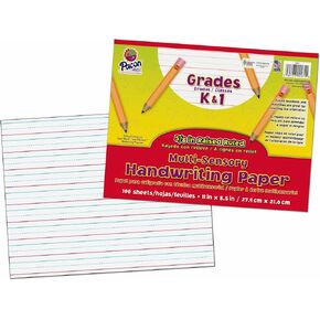 Pacon Sensory Writing Tablet, 8-1/2"x11", 5/8" L Ruled, 100Shts/PK