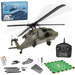 WL K170 RC Helicopter Model, BK Hawk UH-60L 170 Size 4CH Flybarless Helicopter with Adjustable Left and Right Hand Throttle (RTF Version)