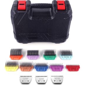 Dog Animal Stainless Steel Wide Clipper Attachment Guard Comb Set for A5 Series | Snap-On/Off Design Combs,Only Fir for 10W/15W/30W Wide Blade (9-Piece)