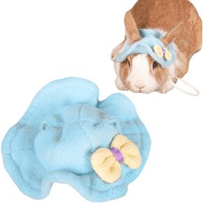 Guinea Pig Clothes,Rabbit Harness,Ferret Bunny Clothes with Pet Rabbit Harness and Leash Mini Hat Bag Cute Brooch for Kitten Small Animal Collars (Yellow)