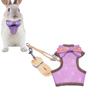 Pet Harness,Rabbit Harness and Leash Set, Cute Mesh Breathable Pet Vest Outdoor Camping Hiking Training, Bunny Jacket for Small Kitten, Puppy, Small Animal (Grey,XS)