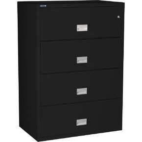 Fireproof File Cabinet – 4-Drawer Lateral, 38" – Legal & Letter Size – Locking Cabinet with Key Lock & Water Seal – 350 Fire Rated, Impact Tested – Black Color – LAT4W38B