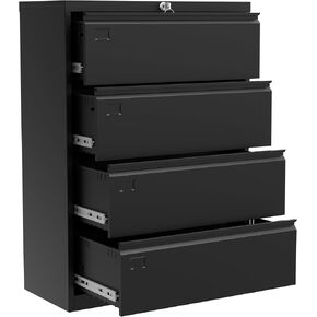 Standard Lateral Filing Cabinet,4 Drawer Large Metal Office Lateral File Cabinets Home Office Lockable Storage Cabinet for Hanging Files Letter/Legal/F4/A4