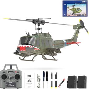 RC ERA C032 RC Helicopter, 2.4G 6CH UH-1 Huey Flybarless RC Helicopter, 6-Axis Gyroscope Stabilization, with Altitude Hold & 3D Inverted Flight for Adults Enthusiasts, 2 Battery