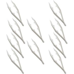 Plastic Fuse Beads Tweezers Handmake Beads Crafts, Manual DIY Creative Craft Game Tool for Kids(1 Pack of 10 Tweezers,White)