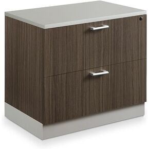 nbf signature series Esquire 31.5" W Two Drawer Lateral File White Laminate, Lockable Drawers, Silver Drawer Pulls, Office Organization