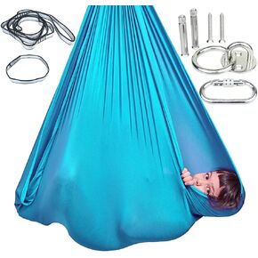 Sensory Swing for Kids with 360° Swivel Hook, Saggy-Resistant Double-Layer Fabric Indoor/Outdoor Cocoon Therapy Swing for Autism, Yoga & Play