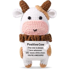 Positive Cow Crochet, Positive Potato Knitted Cow Crochet Cow Pattern Knitted Stuffed Cow Wool Crochet Doll for Party Decorations Encouragement Gifts