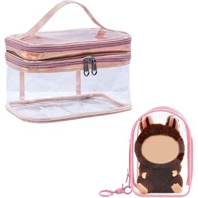 Protective Case for Plush Doll,Display Case for Dolls,Carrying Case for Doll Clothes Storage Bags,Clear Hanging Crossbody for Figures ﻿