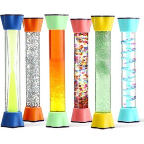 Special Supplies Liquid Motion Bubbler Toy Cool Tubes 6-Pack Colorful Hourglass Timer with Droplet Movement, Bedroom, Sensory Play, Cool Home or School