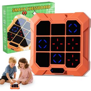 6-in-1 Electronic Tic Tac Toe Game, Handheld Digital Tic Tac Toe Bolt Game, Portable Travel Learning Toy for Kids & Adults, Educational Memory Games for Ages 4+, Ideal Gift for Boys & Girls (Orange)