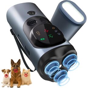 Dog Bark Deterrent Devices, Rechargeable Ultrasonic Dog Bark Deterrent, Up to 50FT Effective Control Range Anti Barking Device for Dogs with LED Flashlight & HD Screen, Indoor & Outdoor Use