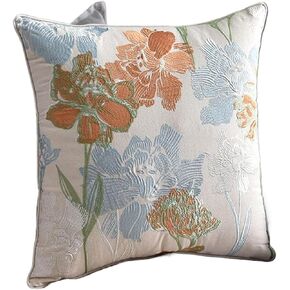 Embroidery Cushion Cover 50 x 50 cm,Sqaure Cotton Linen Decorative Throw Pillow Covers Classic Flowers Pillow Cases(B)(B)