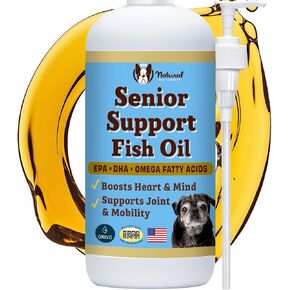 Natural Dog Company Senior Dog Vitamins Chew for Brain, Heart & Eye Health - Cognitive Support, Vision Clarity & Cardiovascular Function with Omega-3s, Lion’s Mane Senior Dog Supplements, 90 cnt