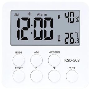 Digital Temperature and Humidity Monitor for Reptile Tanks, Large LCD Display with Clock and Alarm, for Snakes, Lizards, and Other Pets