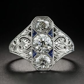 Women's Jewelry S925 Sterling Silver Vintage Fashion Ladies Triangle Three Gem Blue Gemstone Ring Cocktail Party Ring Engagement Wedding Jewelry Size 6-10 CZC698 (10)