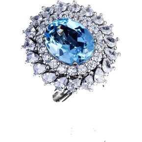 925 Sterling Silver Women's Natural Topaz Rings Luxury High Carbon Diamond Citrine Open Colored Rings Round Cut Simulation 5A Moissanite Engagement Rings Bridal Jewelry Party Rings 557