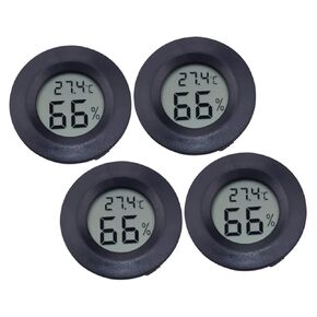 Milisten 2sets 4pc Digital Temperature Humidity for Reptile Pets Acrylic Hygrometer Thermometer Compact Black Design for Home and Pet Store Use 4pc*2