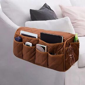 Sofa Armrest Organizer with Cup Holder Tray Chair Arm TV Remote Holder for Recliner Couch Armchair Caddy Bedside Storage Pockets Bag for Cellphone Tablet Book Magazines Drinks Pouch