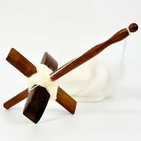 Turkish Drop Spindle | For Beginner & Advanced Hand Spinning Yarn Making - 10.25 inch Shaft | 5 inch Cross Arms | Satin Finish | Hand Crafted Rosewood Spindle | Spin Roving into Yarn