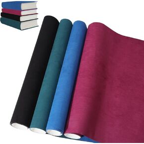 GLOBLELAND 4 Pcs 4 Color Book Cloth for Book Binding 40x16Inch Suede Fabric Surface Paper Backed Washable and Reusable Protective Cover Book Binding Materials for Adult DIY Book Album Cover
