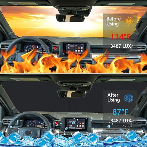 JDMCAR Windshield Sun Shade Compatible with 2016-2022 2023 Toyota Tacoma Accessories, Foldable Sun Shield, Durable Material for UV Rays and Sun Heat Protection in Saudi Arabia