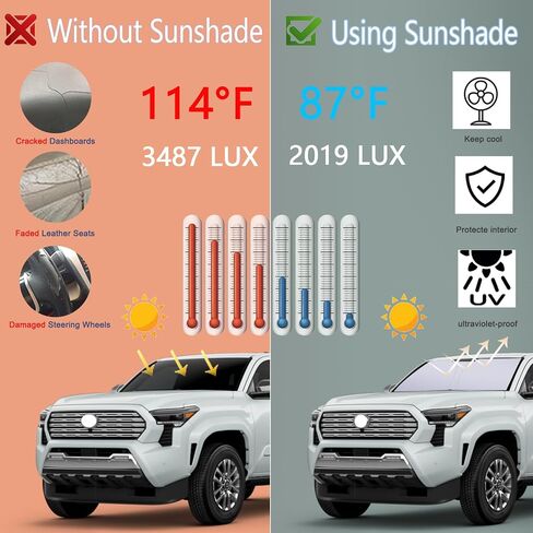 JDMCAR Windshield Sun Shade Compatible with 2016-2022 2023 Toyota Tacoma Accessories, Foldable Sun Shield, Durable Material for UV Rays and Sun Heat Protection in Saudi Arabia