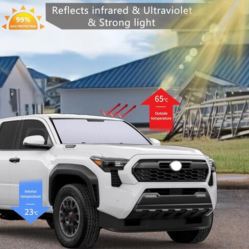JDMCAR Windshield Sun Shade Compatible with 2016-2022 2023 Toyota Tacoma Accessories, Foldable Sun Shield, Durable Material for UV Rays and Sun Heat Protection in Saudi Arabia