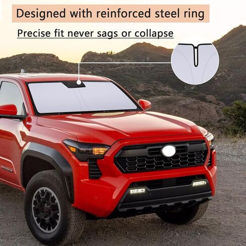 JDMCAR Windshield Sun Shade Compatible with 2016-2022 2023 Toyota Tacoma Accessories, Foldable Sun Shield, Durable Material for UV Rays and Sun Heat Protection in Saudi Arabia