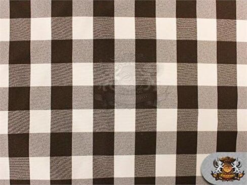 Poly Poplin Checkered Fabric 16 Brown / 58" Wide/Sold by The Yard in Kuwait