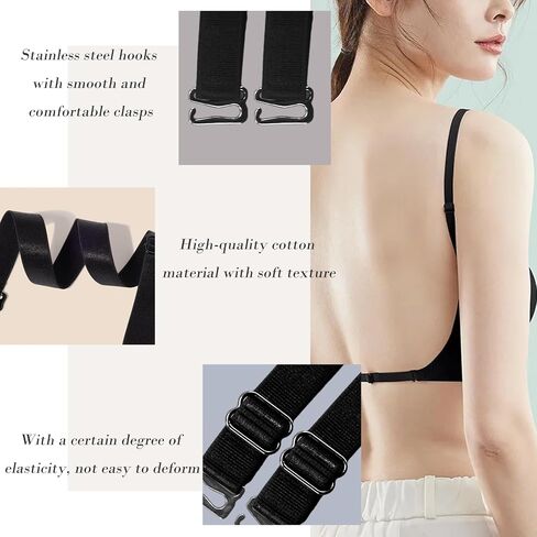 BOROLA Elastic Adjustable Removable Lingerie Straps 10mm Width Cotton Replacement Sexy Bra Shoulder Strap(4Pairs,Dark Gray) in Saudi Arabia