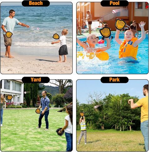 Toss and Catch Toy for Kids Ages 4 5 6 7 8 9 10 11 12 Outdoor Indoor Games for Summer Pool Beach Yard Park Catching Ball Set Gifts for Boys Girls 4 Paddles 4 Balls in Saudi Arabia