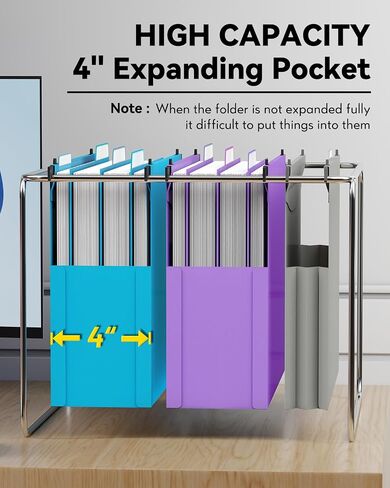 Ansook Plastic High Capacity Hanging File Folders,Heavy Duty 4"Expansion Accordian Pocket,Staggered Tabs with Movable Dividers,Reinforced Extra Wide, Letter Size,Folders for Filing Cabinet,6 Pack in Saudi Arabia