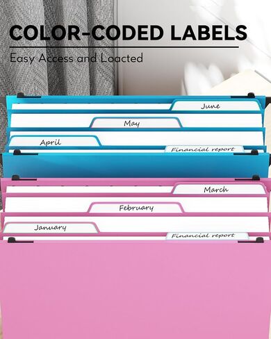 Ansook Plastic High Capacity Hanging File Folders,Heavy Duty 4"Expansion Accordian Pocket,Staggered Tabs with Movable Dividers,Reinforced Extra Wide, Letter Size,Folders for Filing Cabinet,6 Pack in Saudi Arabia
