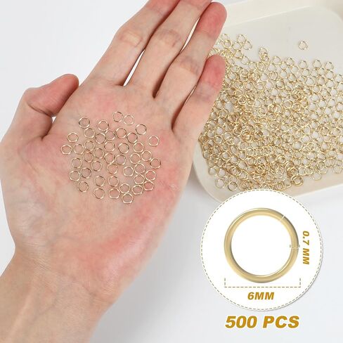6MM 500PCS 14K Gold Jump Rings for Jewelry Making Non Tarnish Small Open Gold Filled Jump Rings for Necklace Earrings Bracelet Key Chains and DIY Craft in Kuwait