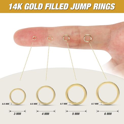 6MM 500PCS 14K Gold Jump Rings for Jewelry Making Non Tarnish Small Open Gold Filled Jump Rings for Necklace Earrings Bracelet Key Chains and DIY Craft in Kuwait